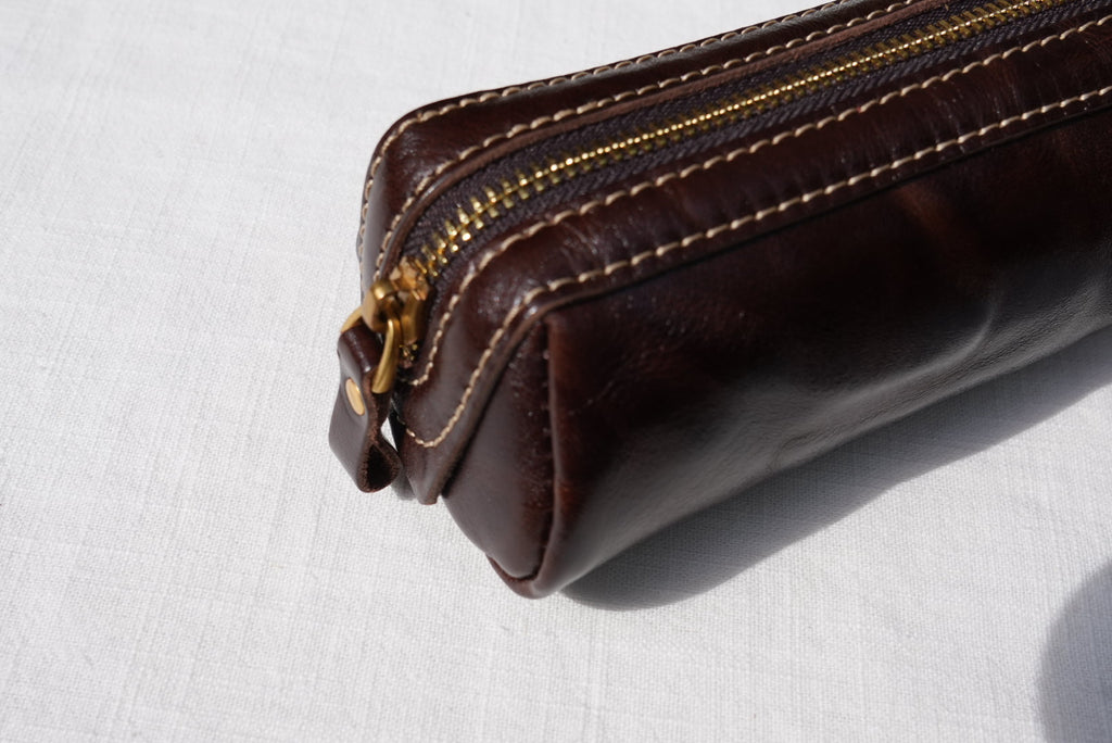 Extra-Large Vegetable-Tanned Leather Pen Case