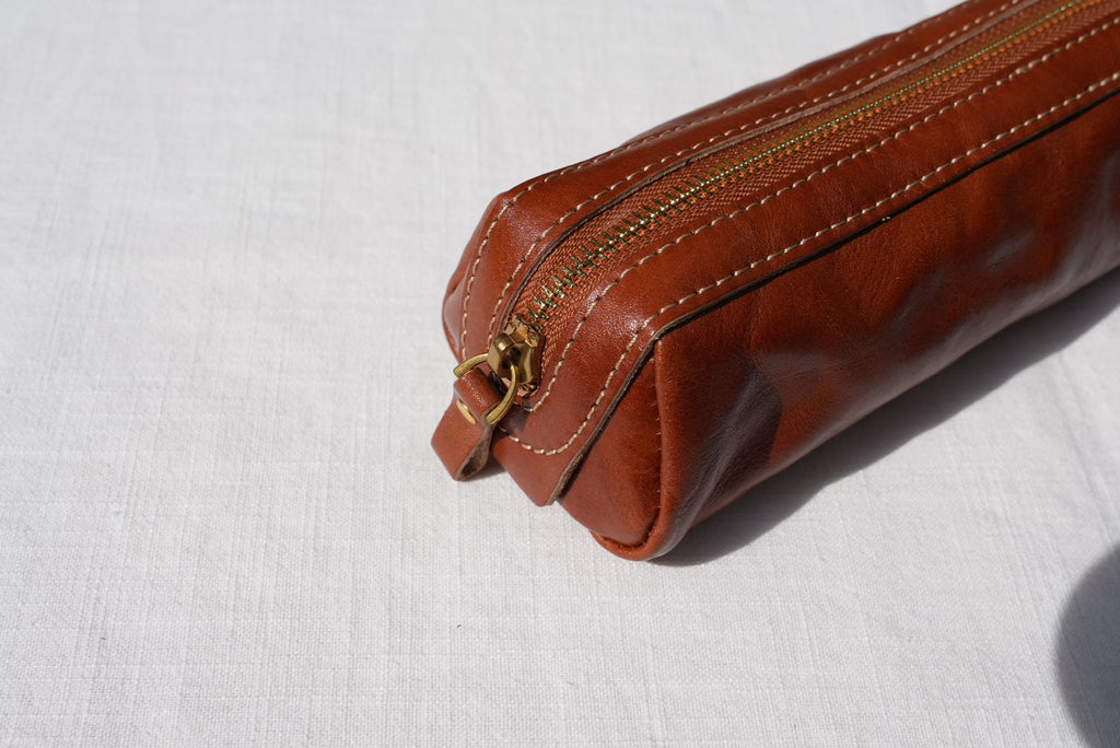 Extra-Large Vegetable-Tanned Leather Pen Case