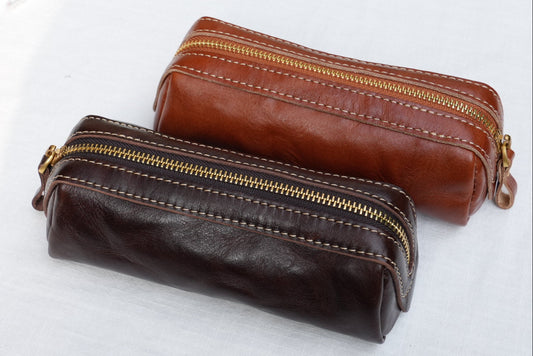 Extra-Large Vegetable-Tanned Leather Pen Case