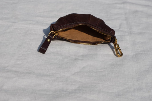 Croissant Leather Bag Charm Pouch